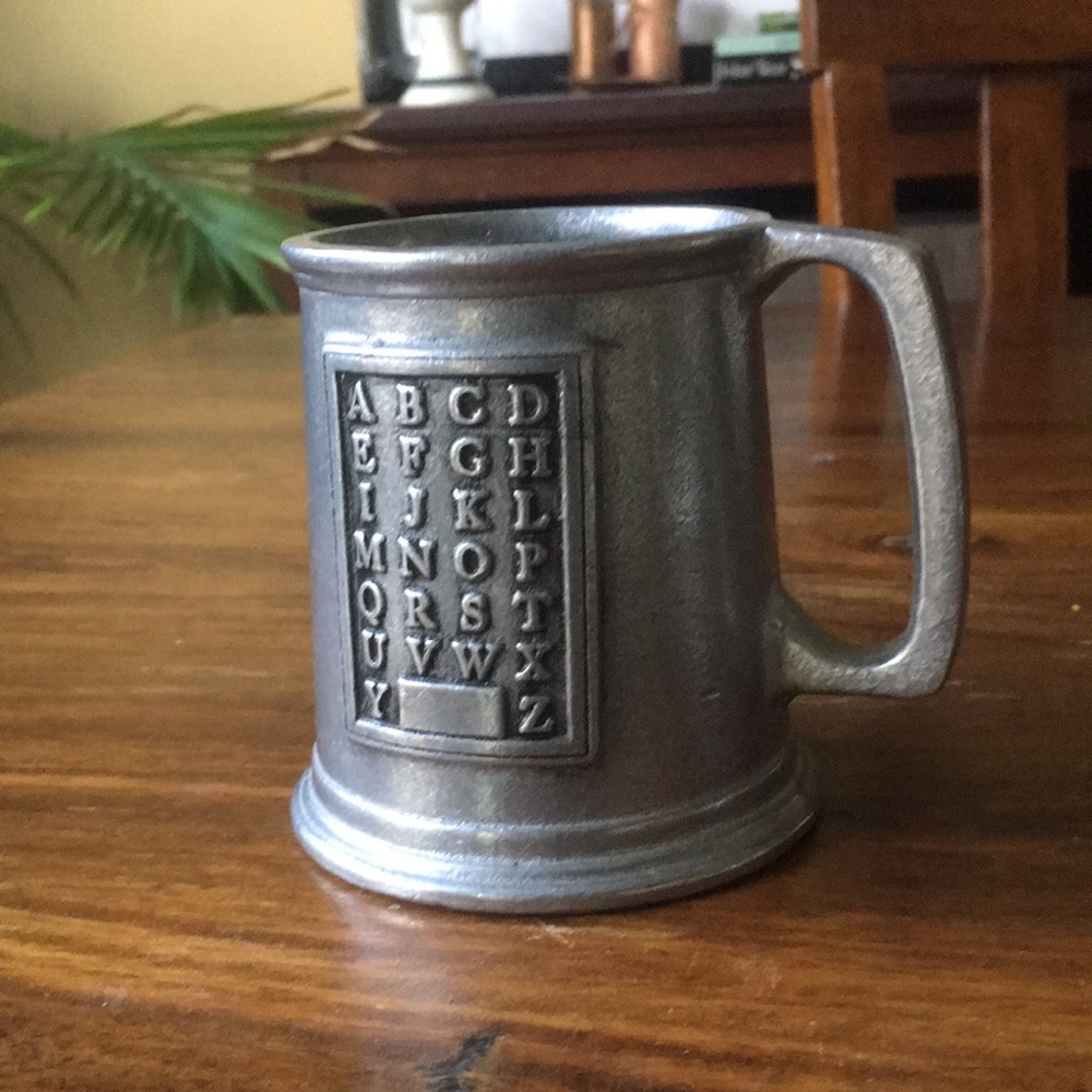 Vintage Child’s Pewter Mug Wilton Armetale ABC Alphabet Small Size Mini Tankard
